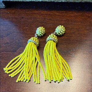 J. Crew Yellow Beaded Tassel Earrings